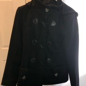 Le chateau black wool pea coat XS
